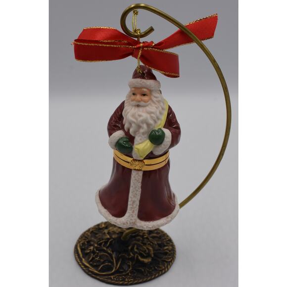 Spode 4" Santa Claus Christmas Hinged Porcelain Trinket Box Ornament - Picture 1 of 9